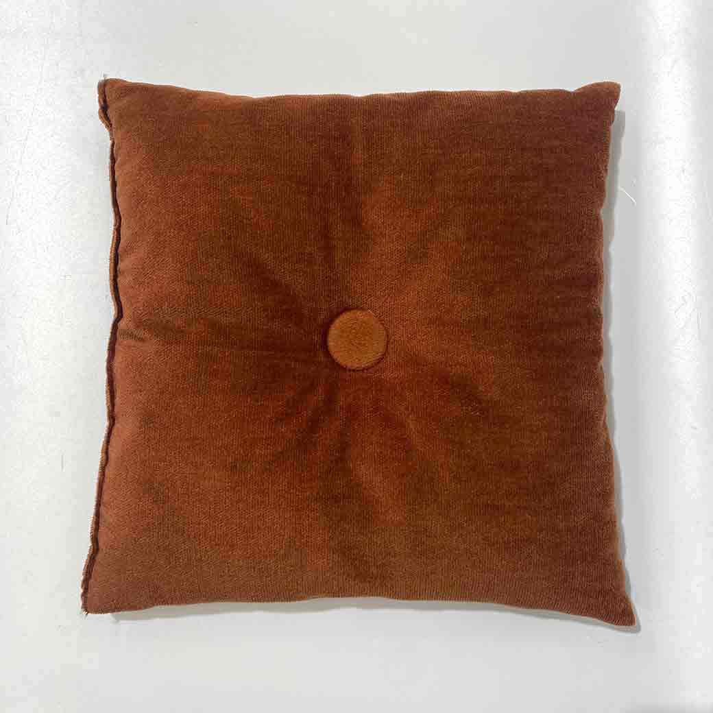 CUSHION, Rust Brown Velvet w Button